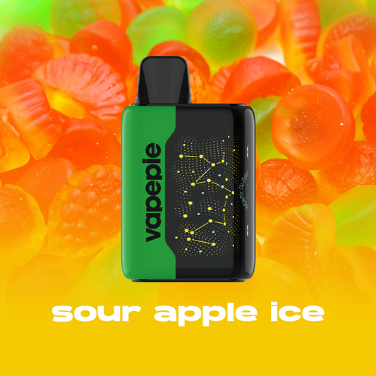 SOUR APPLE ICE PINEAPPLE - VAPEPIE 25000 PUFFS - Star Sky Curved Screen